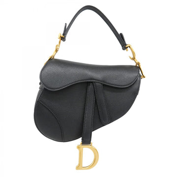 Christian Dior Saddle Handbag Leather Black Leather Handbag ()