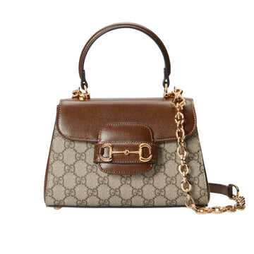 GG HORSEBIT 1955 MINI TOP HANDLE BAG LIGHT BROWN 22CM 703848 9AAAJ 8563