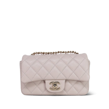 24K Light Beige leather Quilted Mini Rectangular Flap Light Gold Hardware
