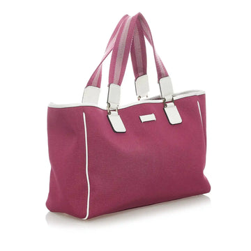 Gucci Web Tote Bag Pink Leather/canvas