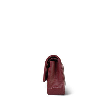 18C Dark Red Glittery leather Quilted Classic Flap Aged Gold Hardware