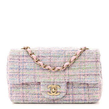 Tweed Quilted Mini Rectangular Flap Pink Multicolor