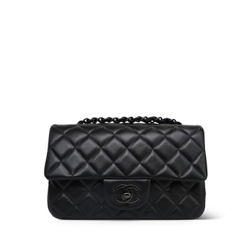 21B So Black leather Quilted Mini Rectangular Flap
