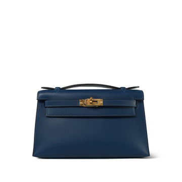 Kelly Pochette Deep Blue Veau leather  Y Stamp