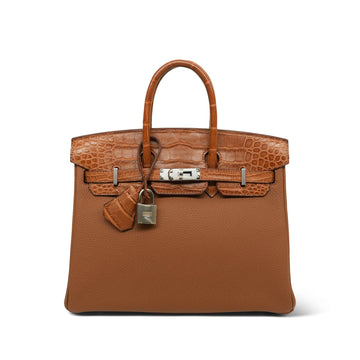 Birkin 25 Gold Touch Alligator/Togo Palladium Plated D Stamp