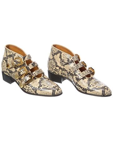Gucci Python-Embossed Leather Bootie ( )
