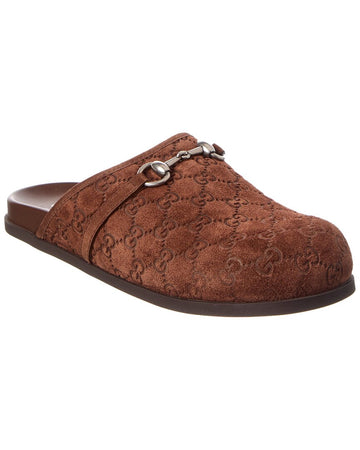 Gucci Horsebit Gg Suede Mule