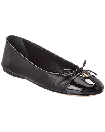 Gucci Double G Leather Ballet Flat