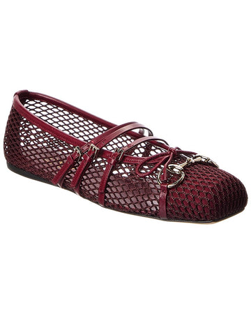 Gucci Horsebit Mesh & Leather Ballet Flat