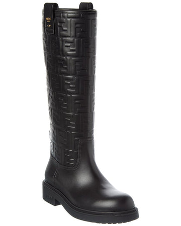 Fendi Filo Ff Leather Knee-High Boot
