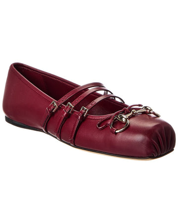 Gucci Horsebit Leather Ballet Flat