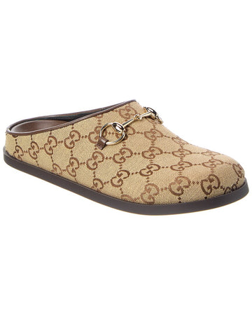 Gucci Horsebit Gg Canvas Mule