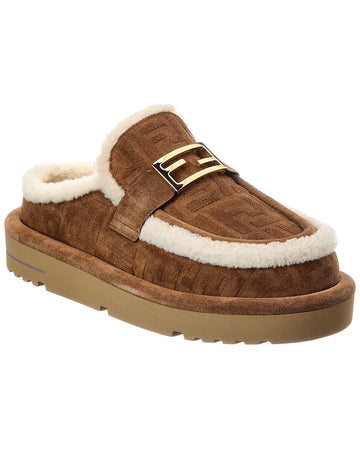 Fendi Apres Ff Suede & Shearling Mule