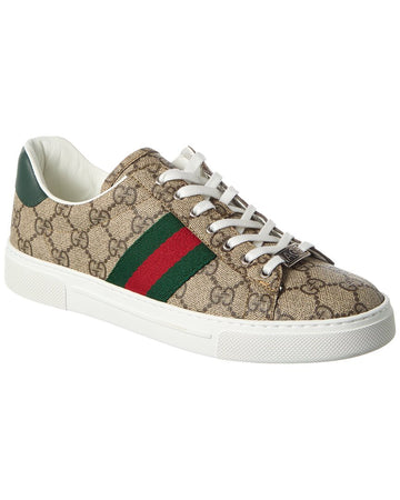 Gucci Ace Gg Supreme Canvas & Leather Sneaker, 37, Green