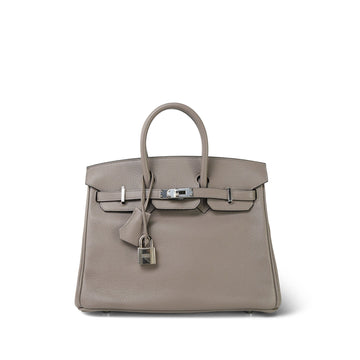 Birkin 25 Gris Asphalt Taurillon Novillo Palladium Plated Y Stamp