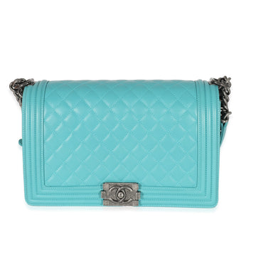 Top Quality Chanel Aqua Quilted Leather New Medium Boy Bag