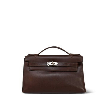 Kelly Pochette Havane Gulliver Palladium Plated K Square Stamp