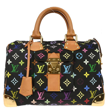 Louis Vuitton 2004 Black Monogram Multicolor Speedy 30 Handbag M92642