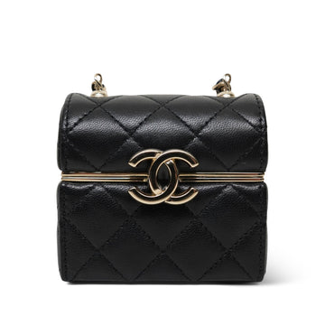 22P Black leather Quilted Airpods Case On Chain LGHW
