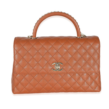Top Quality Chanel Brown Quilted Leather Large Coco Chain Handle New