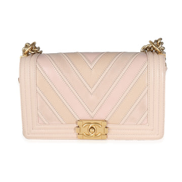 Top Quality Chanel Beige Leather Suede Calfskin Chevron Medium Boy Bag