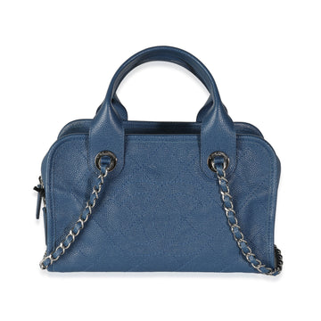 Top Quality Chanel Blue Quilted Leather Deauville Bowling Bag