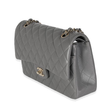 Top Quality Chanel 22A Grey Quilted Leather Medium Classic Double New Bag