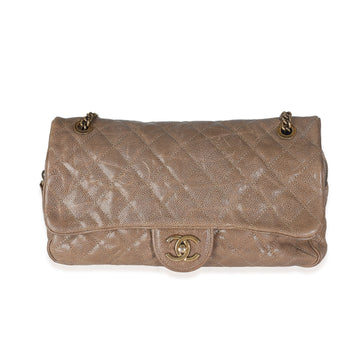 Top Quality Chanel Brown Quilted Glazed Leather Large Shiva New Bag