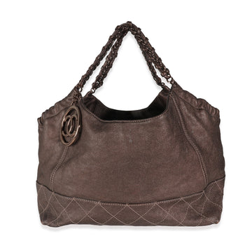 Top Quality Chanel Brown Distressed Leather Coco Cabas XL Tote