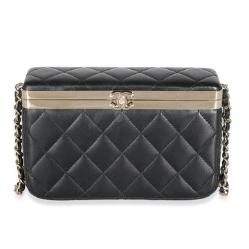 Top Quality Chanel 23S Black Quilted Leather Vanity Case With Chain