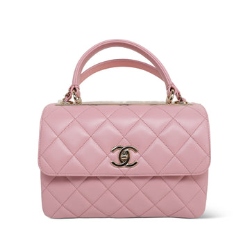 Pink Sakura leather Quilted Trendy CC Small LGHW
