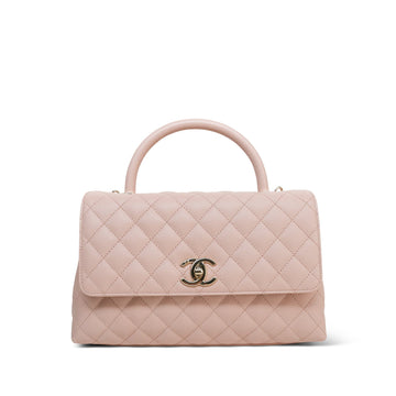 21A Light Pink leather Quilted Coco Handle Medium LGHW