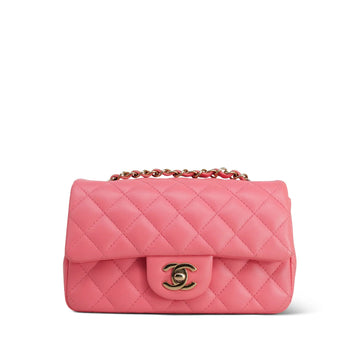 22P Pink leather Quilted Mini Rectangular Flap LGHW
