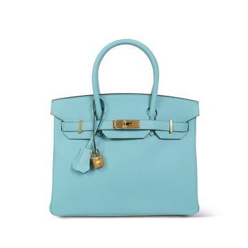 Birkin 30 Bleu Atoll leather  T Stamp