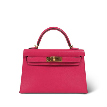Mini Kelly Sellier Rose Extreme Chevre Chamkila  Y Stamp