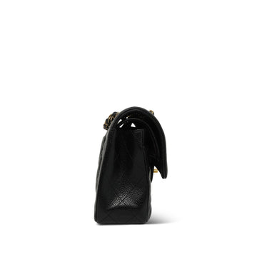 Black leather Quilted Small Classic Flap Gold HW