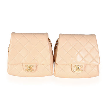 Top Quality Chanel 19S Beige Quilted Leather Side Packs