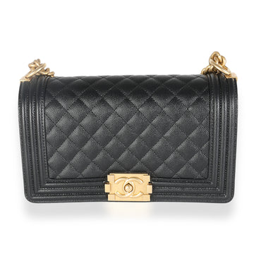 Top Quality Chanel Black Quilted Leather Medium Boy Bag