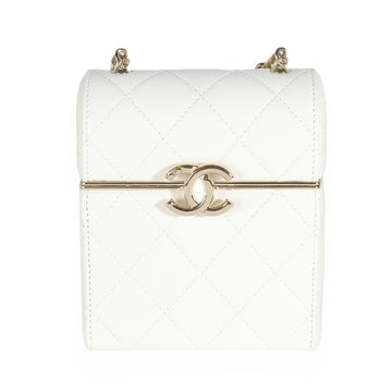 Top Quality Chanel 22P White Quilted Leather Mini Box Clutch