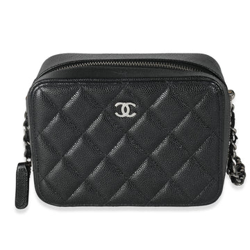 Top Quality Chanel Black Quilted Leather Square Zip Around Camera Bag