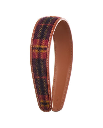Celine Tartan Wool & Leather Headband