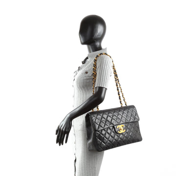 CHANEL Vintage Classic Jumbo XL Single Flap - Black Leather w/Gold