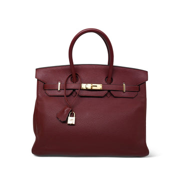 Birkin 35 Rouge H Buffle Skipper  F Square Stamp