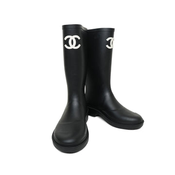 Black Caoutchouk CC High Boots Size 37/6.5 US