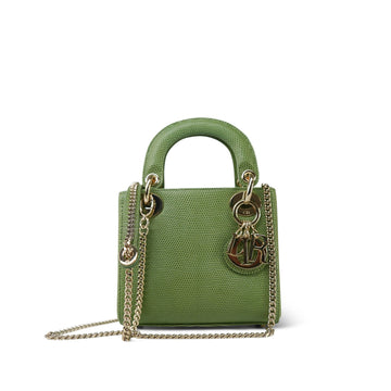 Mini Lady Dior Bag Willow Green Lizard