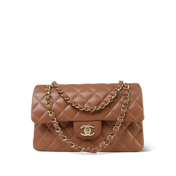 22S Caramel leather Quilted Classic Flap Small LGHW