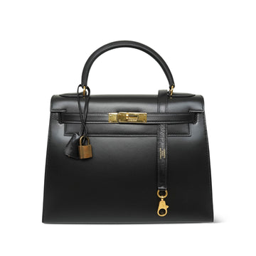 Kelly Sellier 28 Black Box leather  H Circle