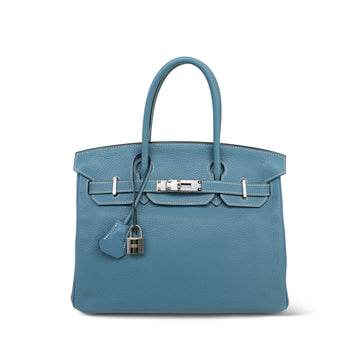 Birkin 30 Bleu Jean Veau Togo Palladium Plated M Square Stamp