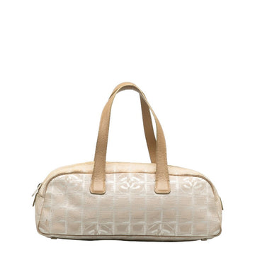 Top Quality Chanel New Label Line Handbags Boston Bag Ivory Beige Leather/canvas Leather  CHANEL