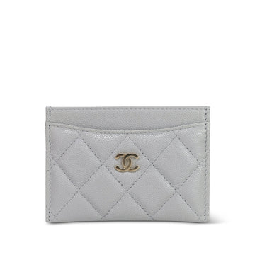 21A Grey leather Quilted Classic Card Holder LGHW